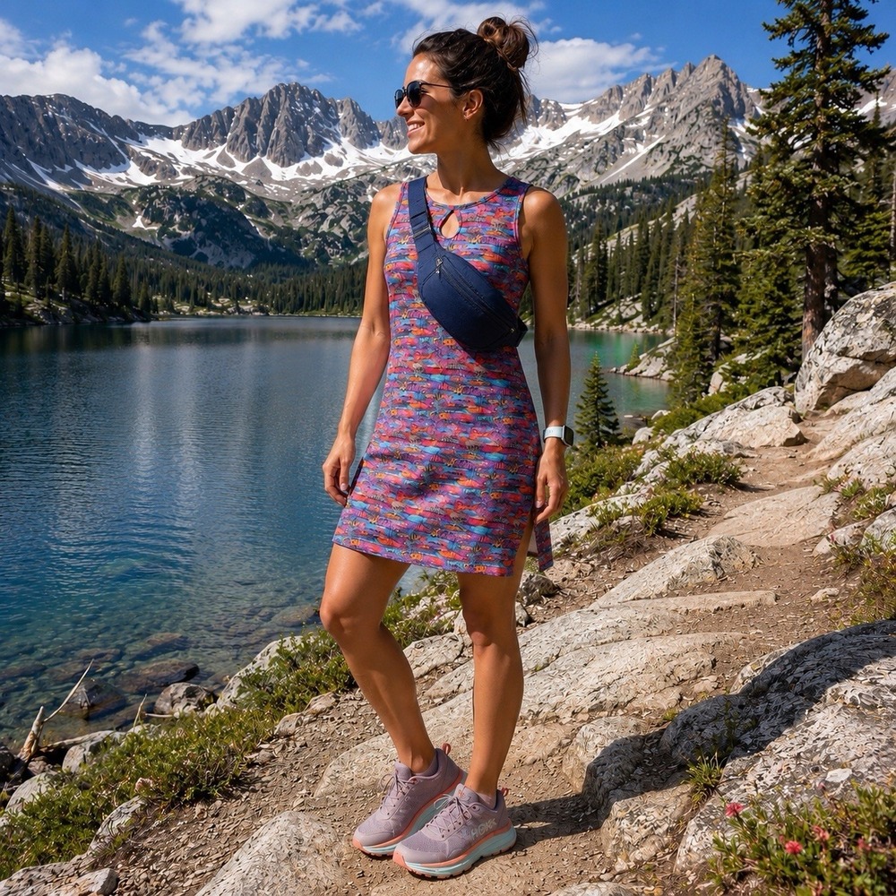 Nuu Muu Active Dress XXS Multicolor‎ Abstract Athletic Travel Pocket Made USA